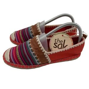 The Sak Ella Espadrille Flats Womens 7.5 Cayenne Striped Boho Slip On Cork